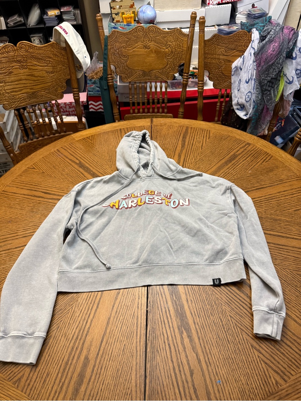 USCAPE College of Charleston Gray Cropped Hoodie Sweatshirt